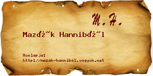 Mazák Hannibál névjegykártya